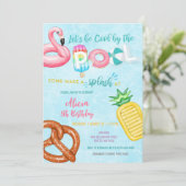 プールパーティーの誕生日招待状 招待状 (スタンド正面)