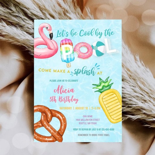 プールパーティーの誕生日招待状 招待状