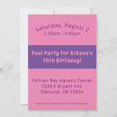 プールパーティーの誕生日招待状 招待状 (裏面)