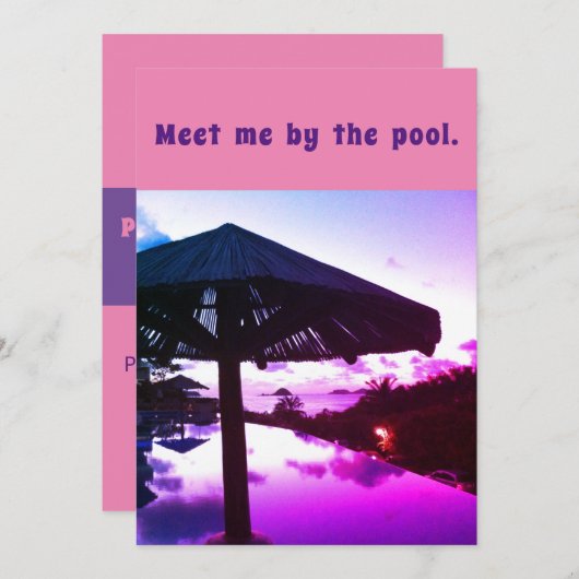 プールパーティーの誕生日招待状 招待状 (正面/裏面)