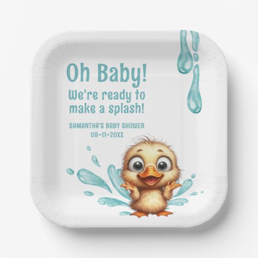 プールパーティーの赤ちゃんシャワー ペーパープレート (正面)