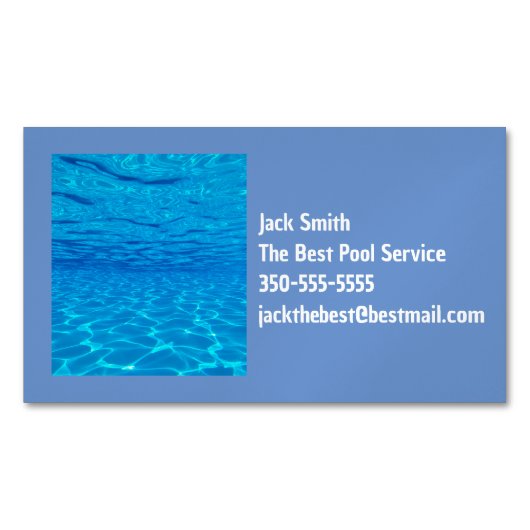 プールパーティーの青い浮色ポップ・アートの マグネット名刺 (正面)