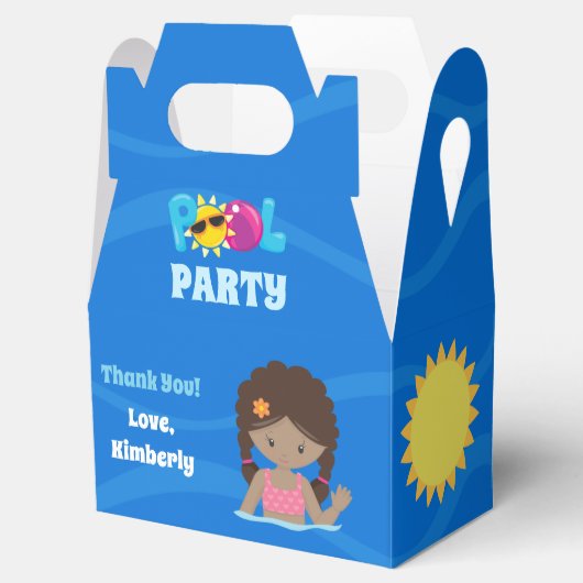 プールパーティーアフリカンアメリカン誕生日ガールカスタム フェイバーボックス (オープン)