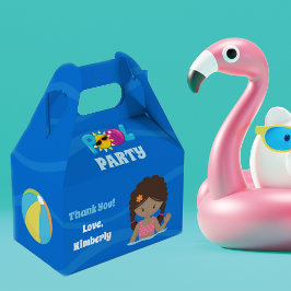 プールパーティーアフリカンアメリカン誕生日ガールカスタム フェイバーボックス