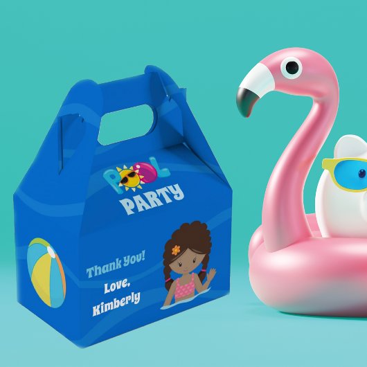 プールパーティーアフリカンアメリカン誕生日ガールカスタム フェイバーボックス