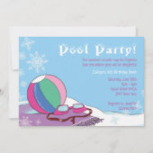 プールパーティーインウィンターガールズインドアスノーイスイミング 招待状 (正面)