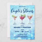 プールパーティーカクテルカップルのシャワー 招待状 (正面)