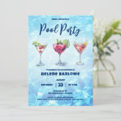 プールパーティーカクテルサマー誕生日 招待状 (スタンド正面)