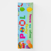 プールパーティーカスタム誕生日バナー 横断幕 (縦)