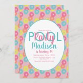 プールパーティーカラフルリングや輪誕生日招待状 招待状 (正面/裏面)