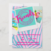 プールパーティーガールピンクの誕生日パーティーへの招待 招待状 (正面)