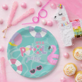 プールパーティーガールピンク&パープル誕生日 ペーパープレート (パーティー)