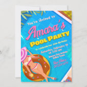 プールパーティーガール招待状 招待状 (正面)