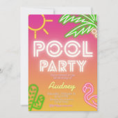 プールパーティーガール誕生日招待状 招待状 (正面)