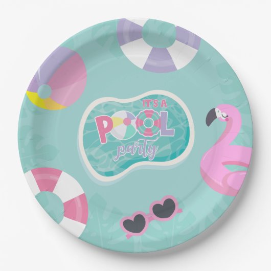 プールパーティーガール誕生日 ペーパープレート (正面)