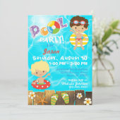 プールパーティーキッズスイミング誕生日 招待状 (スタンド正面)