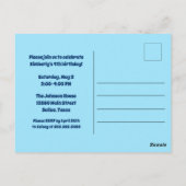 プールパーティーキッズ写真テンプレートブルーバースデーパーティー ポストカード (裏面)