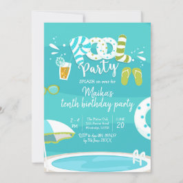 プールパーティーキッドの誕生日招待状 招待状