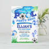 プールパーティーサッカー誕生日 招待状 (スタンド正面)