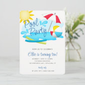 プールパーティーサマーおもしろい誕生日 招待状 (スタンド正面)