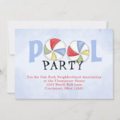 プールパーティーサマーウォーターカラーカスタム 招待状 (正面)