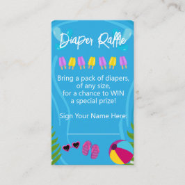 プールパーティーサマーガールおむつラッフルベビーシャワー エンクロージャーカード