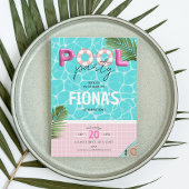 プールパーティーサマーガールズ誕生日 招待状