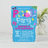 プールパーティーサマーガールバースデーパーティーの招待 招待状 (スタンド正面)