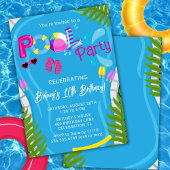 プールパーティーサマーガールバースデーパーティーの招待 招待状