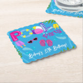 プールパーティーサマーガールバースデーパーティー ペーパーコースター (アングル)