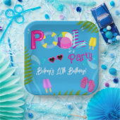 プールパーティーサマーガールバースデーパーティー ペーパープレート (パーティー)