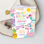 プールパーティーサマーガール誕生日招待状 招待状