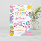 プールパーティーサマーガール誕生日招待状 招待状 (スタンド正面)