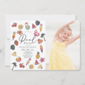 プールパーティーサマースイミングガールフォト誕生日 招待状 (正面)