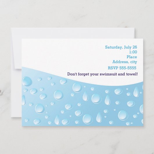 プールパーティーサマースイムウォータースライド招待状 招待状 (裏面)