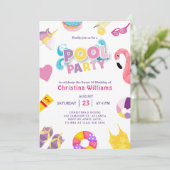 プールパーティーサマースウィート16誕生日 招待状 (スタンド正面)