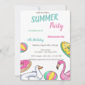 プールパーティーサマーバースデーパーティー 招待状 (正面)
