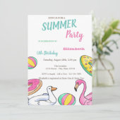 プールパーティーサマーバースデーパーティー 招待状 (スタンド正面)