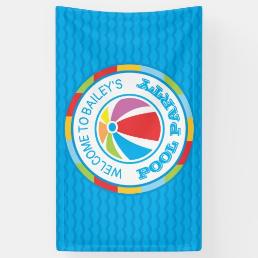 プールパーティーサマーパーティーウェルカムサインバナー 横断幕 (縦)