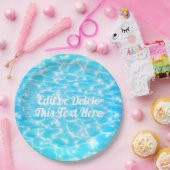 プールパーティーサマービーチバースデーパーティーカスタム文字 ペーパープレート (パーティー)