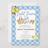 プールパーティーサマービーチブルータイルブライダルシャワー 招待状 (正面)