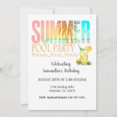 プールパーティーサマーフードフードフードフレンズファミリー誕生日 招待状 (正面)