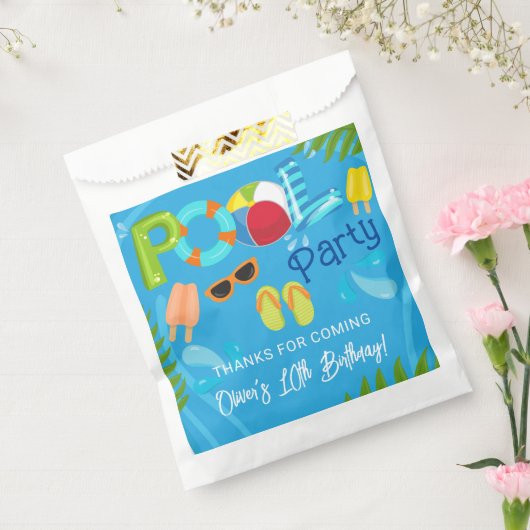 プールパーティーサマーボーイバースデーパーティー フェイバーバッグ (封をした状態)