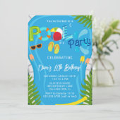 プールパーティーサマーボーイバースデーパーティー 招待状 (スタンド正面)