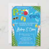 プールパーティーサマーボーイベビーシャワー招待状 招待状 (正面)
