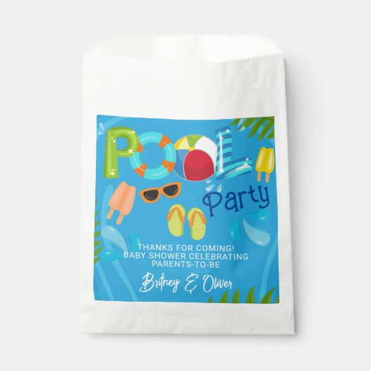 プールパーティーサマーボーイベビーシャワー フェイバーバッグ (正面)