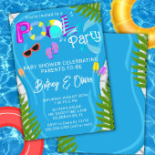 プールパーティーサマー男女兼用ベビーシャワー 招待状