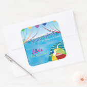 プールパーティーサマー誕生日招待状 スクエアシール (封筒)