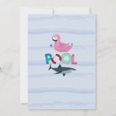 プールパーティーシャークフラミンゴジョイントボーイガール誕生日 招待状 (裏面)