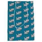 プールパーティーシャーク誕生日抱き枕 ミディアムペーパーバッグ (正面)